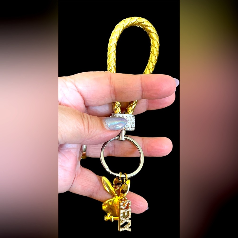 👯‍♀️GOLD leatherette key chain-purse bling PLAYBOY BUNNY